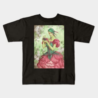 Rose Seelie Faerie Fairy Art Floral Flower Woman Olde Fae Game Art Kids T-Shirt